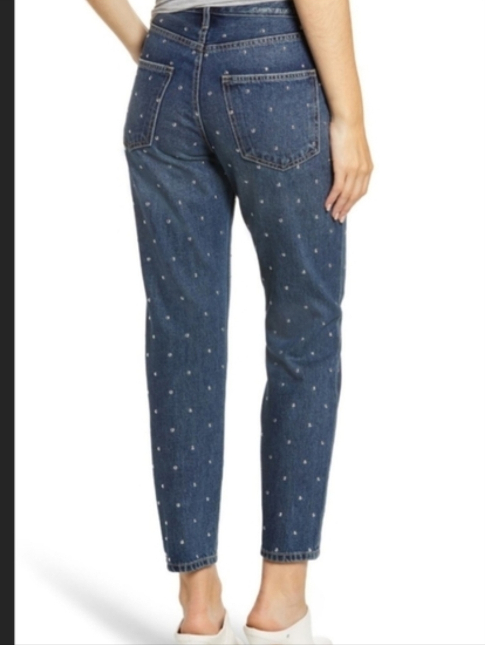Current/Elliott Vintage Cropped Slim Jeans High Rise Studded Dark Blue 27 NWT - Picture 7 of 8